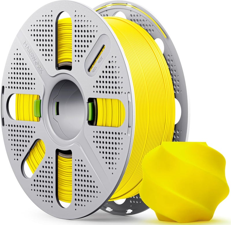 MarsWork PLA Basic, Pre-Dried Filament with Quick-Swap Reusable Spool 1kg (2.2lbs), 1.75mm 3D Printing Filament, Compatible with Bambu Lab 3D Printers – Yellow - Image 1